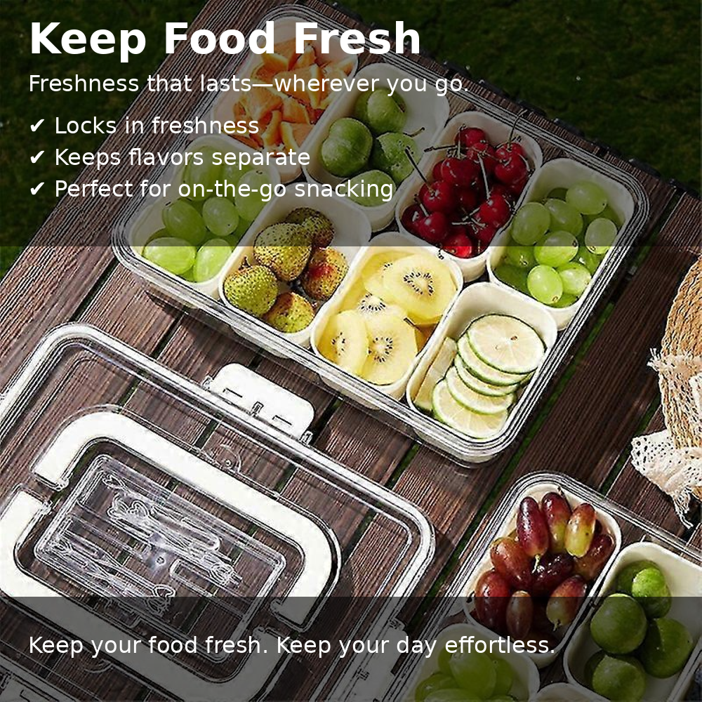 Snackle Box Container – Portable Divided Snack Organizer with Handle & Lid
