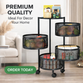 4 Tier Rotatable Kitchen Trolley Storage Rack – Black