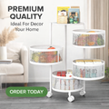 4 Tier Rotatable Kitchen Trolley – Storage Cart White