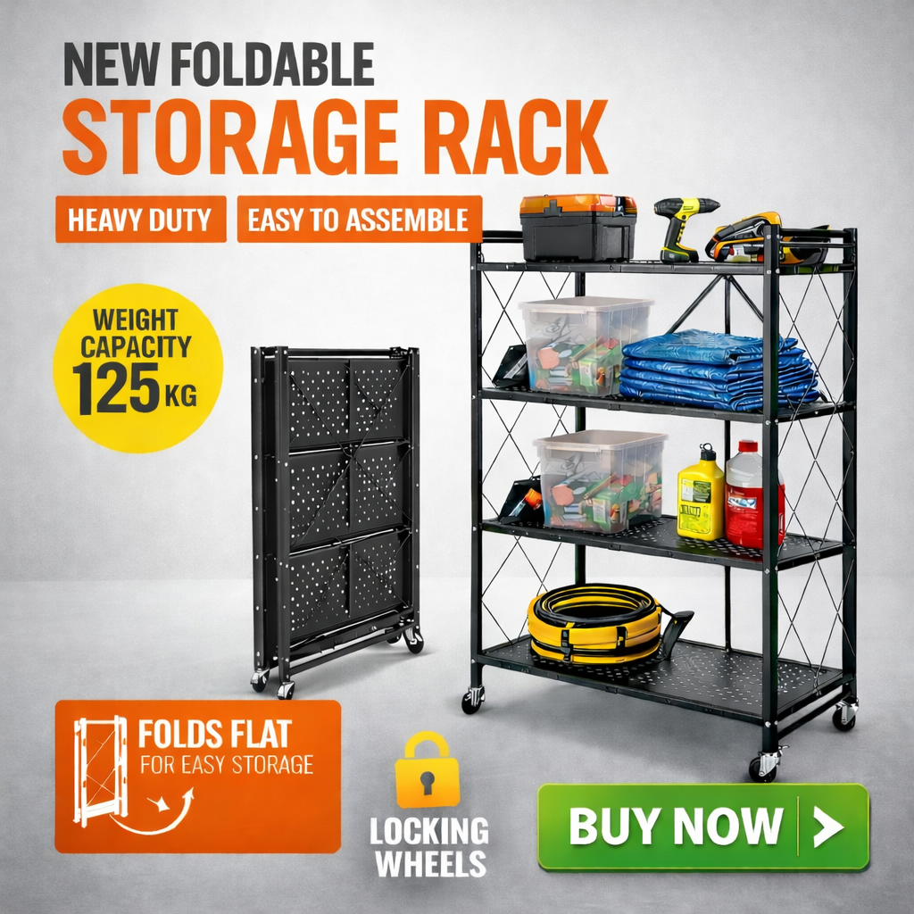 4-Tier Heavy Duty Metal Storage Rack – Multipurpose Shelving Unit for Kitchen