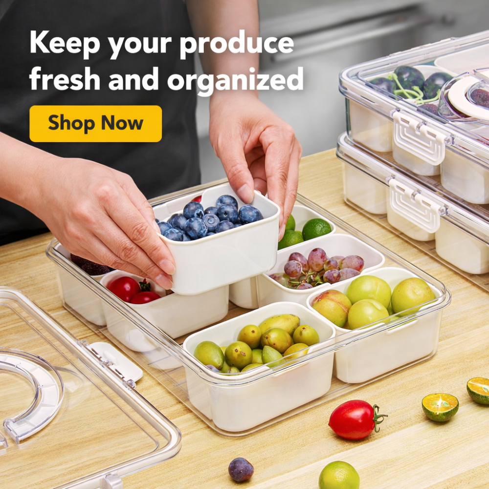 Snackle Box Container – Portable Divided Snack Organizer with Handle & Lid