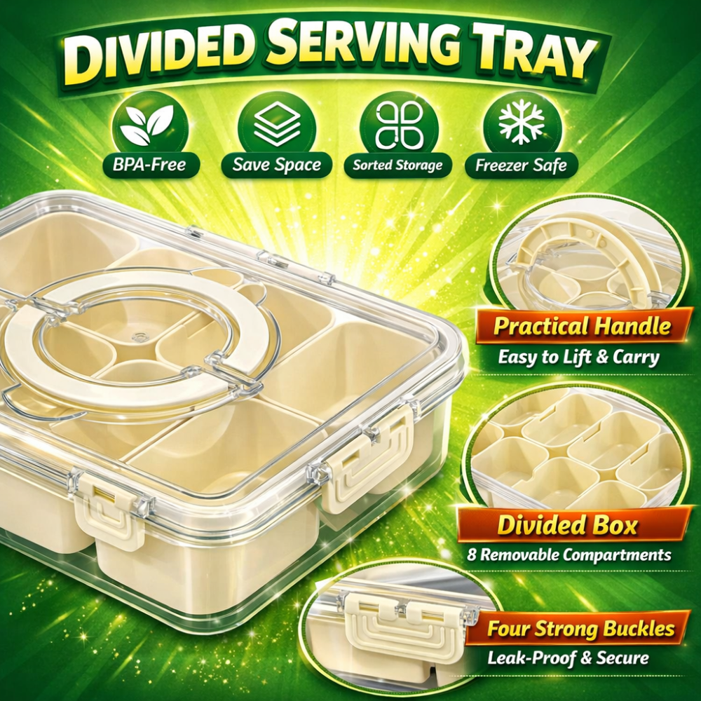 Snackle Box Container – Portable Divided Snack Organizer with Handle & Lid