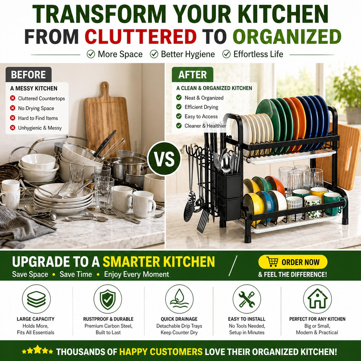 2-Tier Kitchen Dish Rack