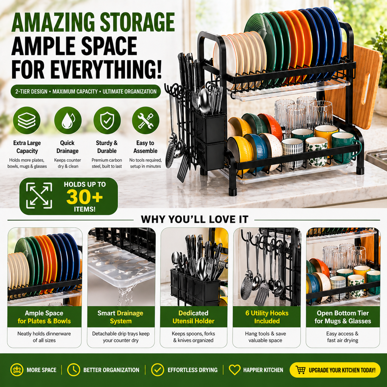 2-Tier Kitchen Dish Rack