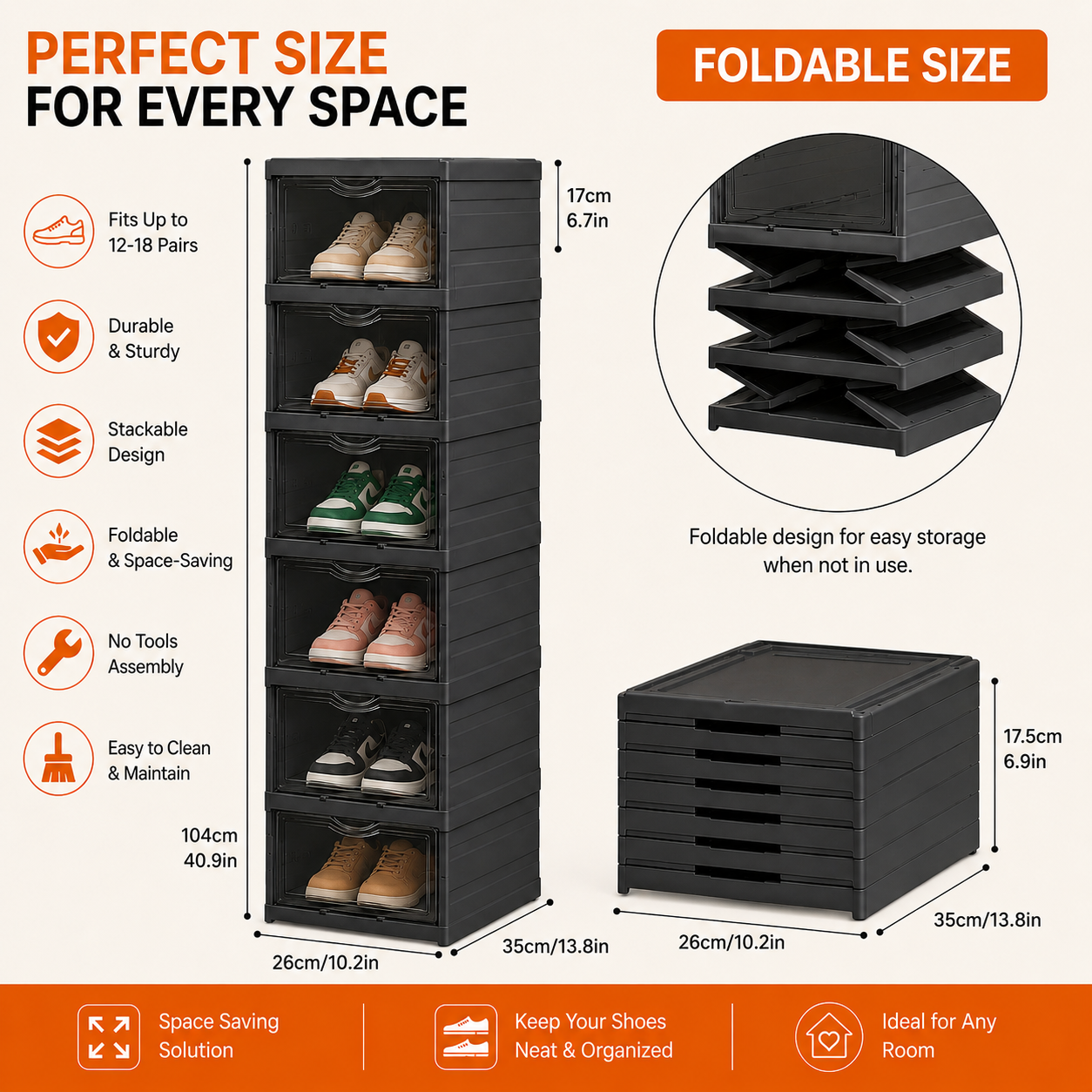 Foldable 6 Tier Shoe Rack