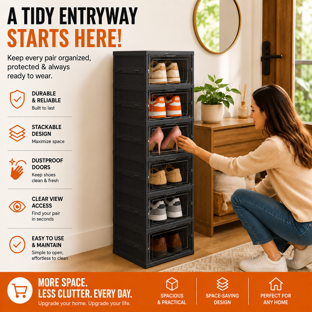 Foldable 6 Tier Shoe Rack