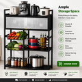 4 Tier Carbon Steel Kitchen Shelf Rack with Cabinet
