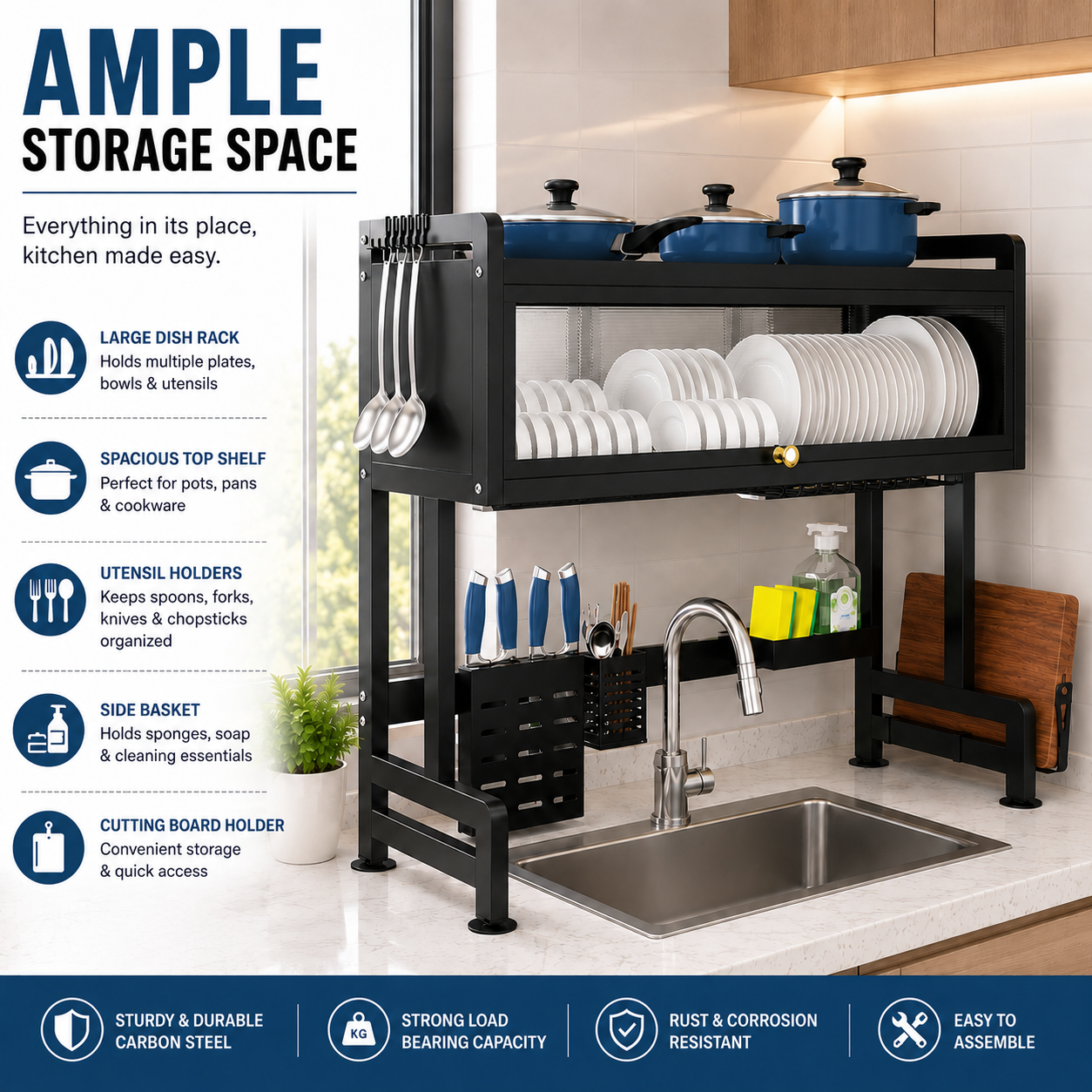 85cm Sink Top Dish Rack