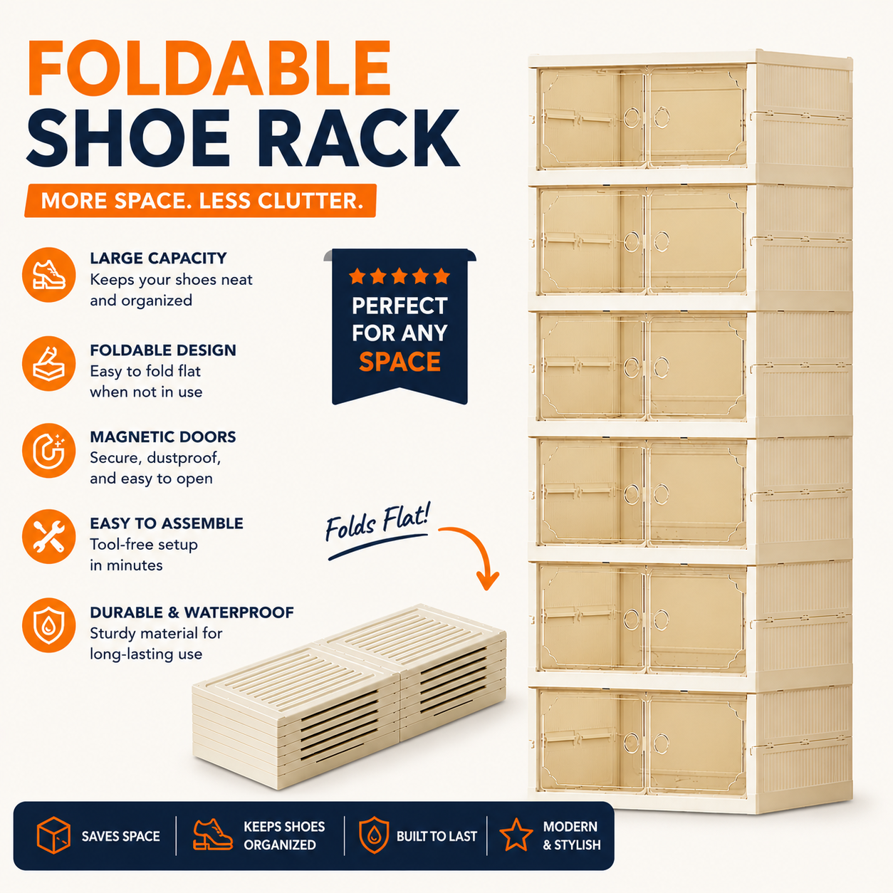 Double Layer Foldable Shoe Storage Box (6 Layers)