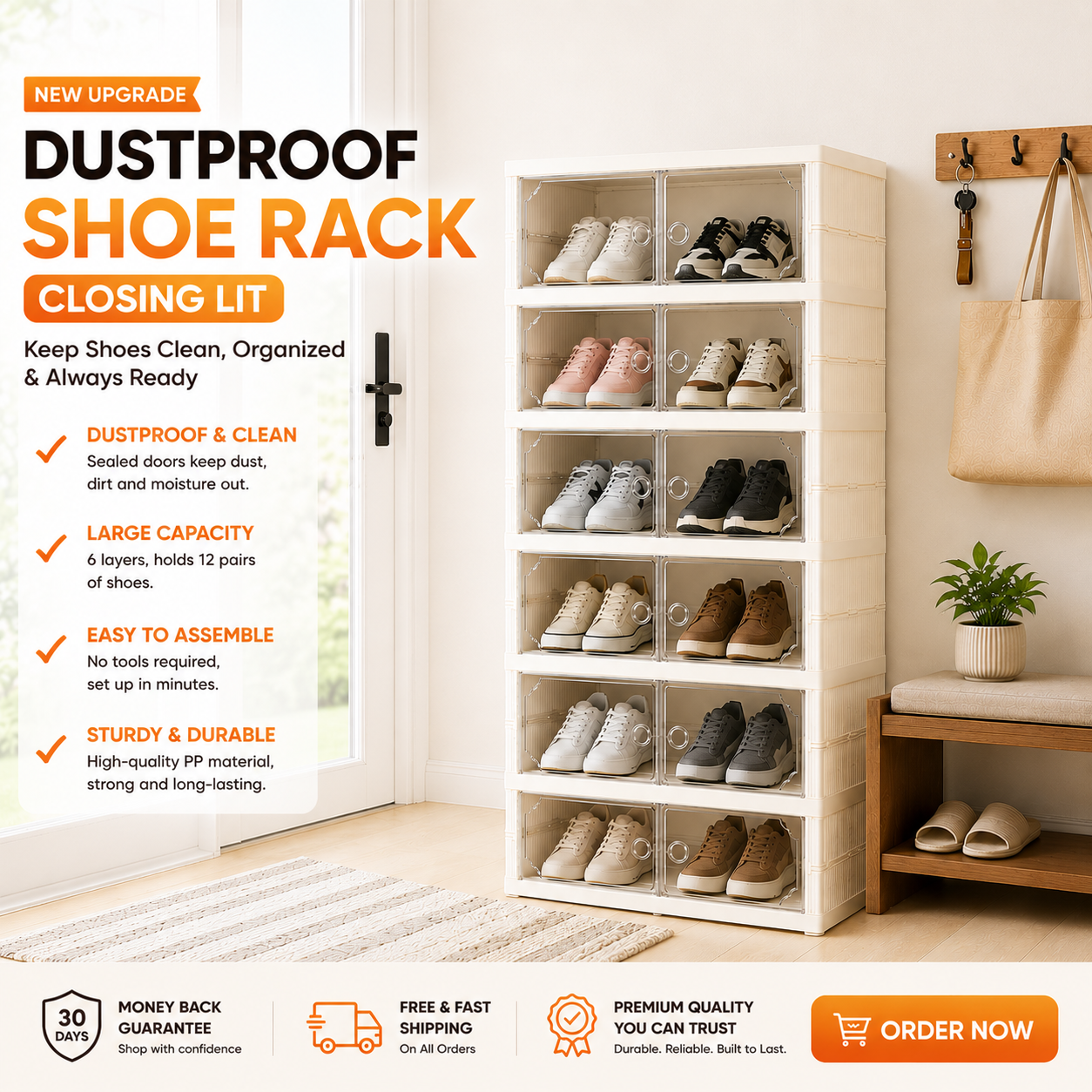 Double Layer Foldable Shoe Storage Box (6 Layers)