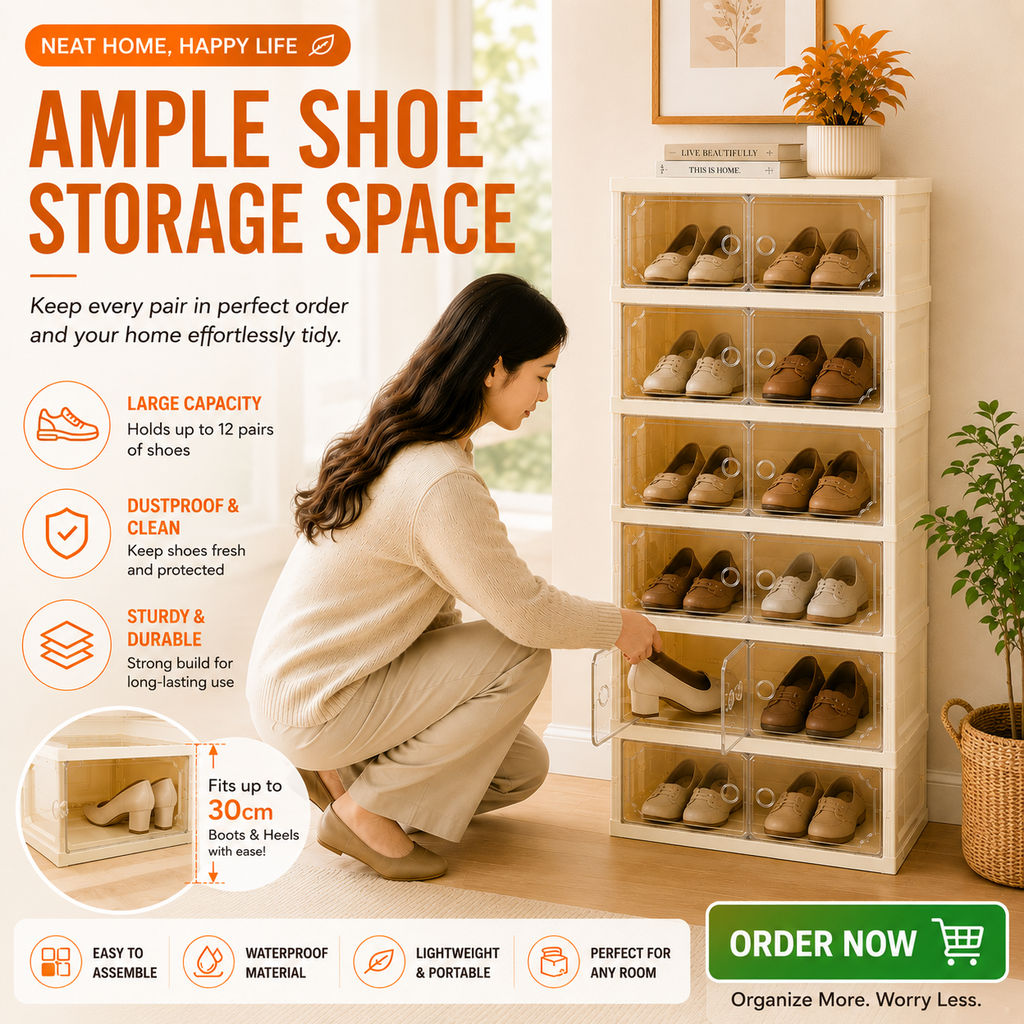 Double Layer Foldable Shoe Storage Box (6 Layers)