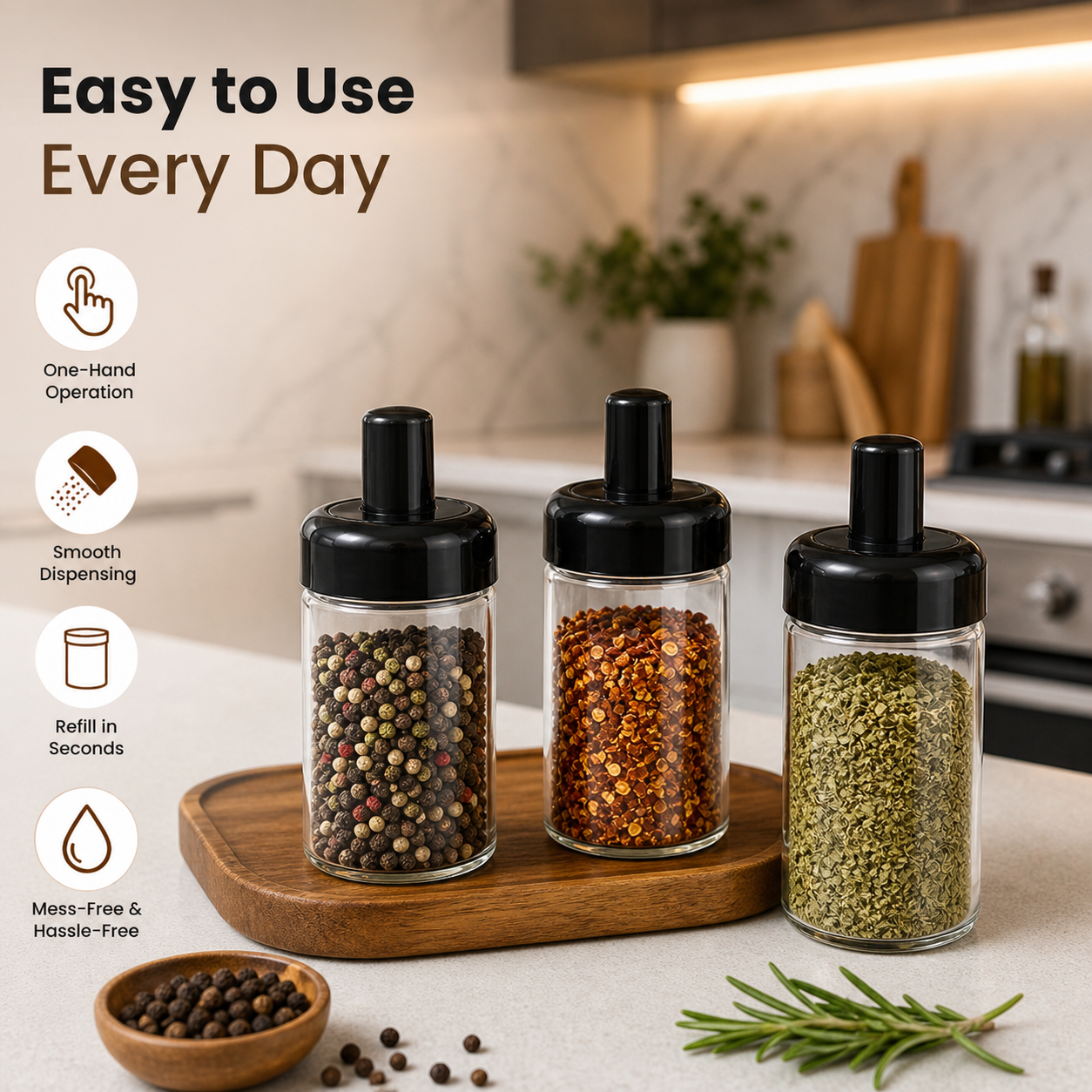 Glass Spice Bottle with Built-In Spoon (250ML) Best Quality