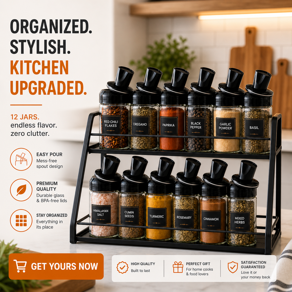 Glass Spice Bottle with Built-In Spoon (250ML) Best Quality