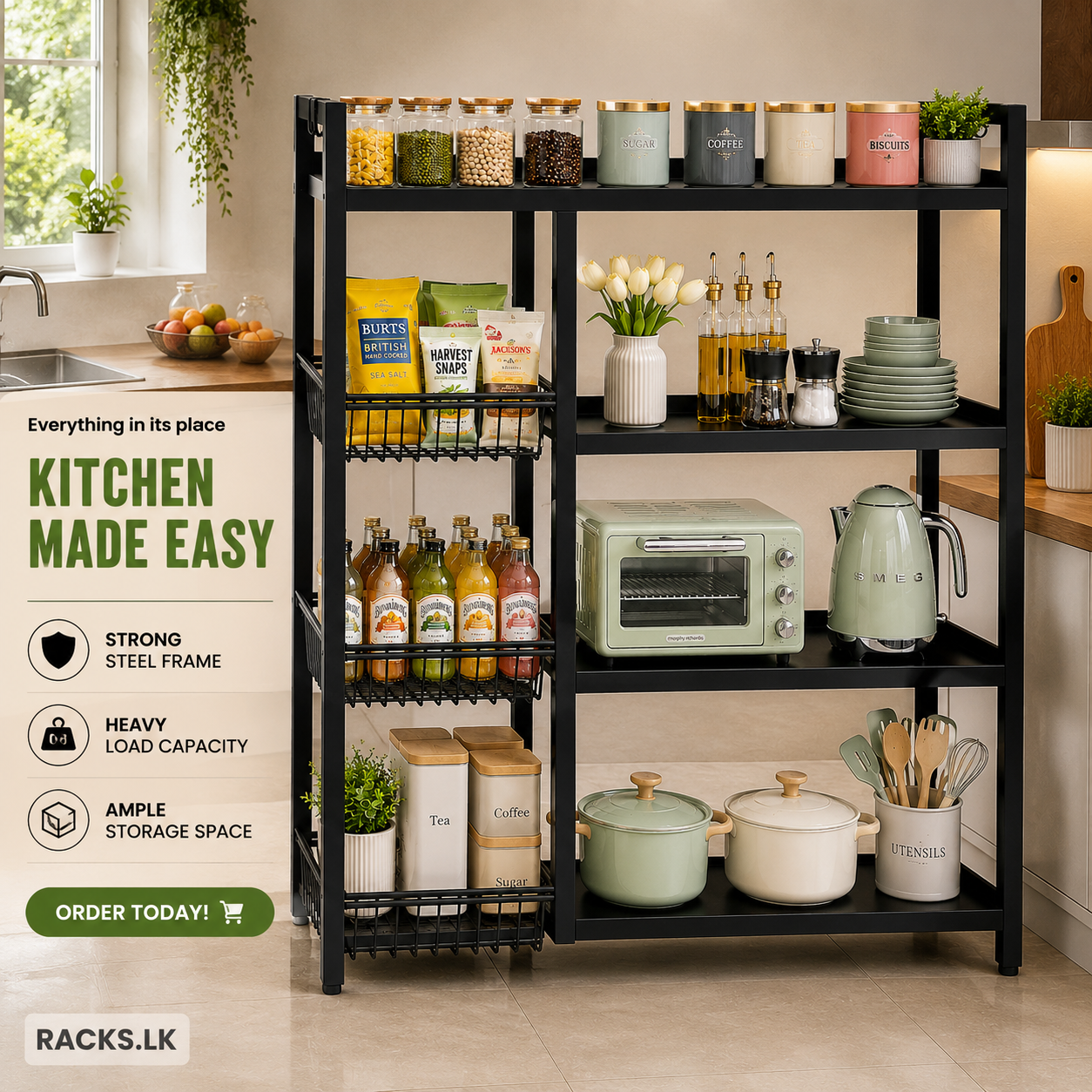 4 Tier Steel Shelf Rack