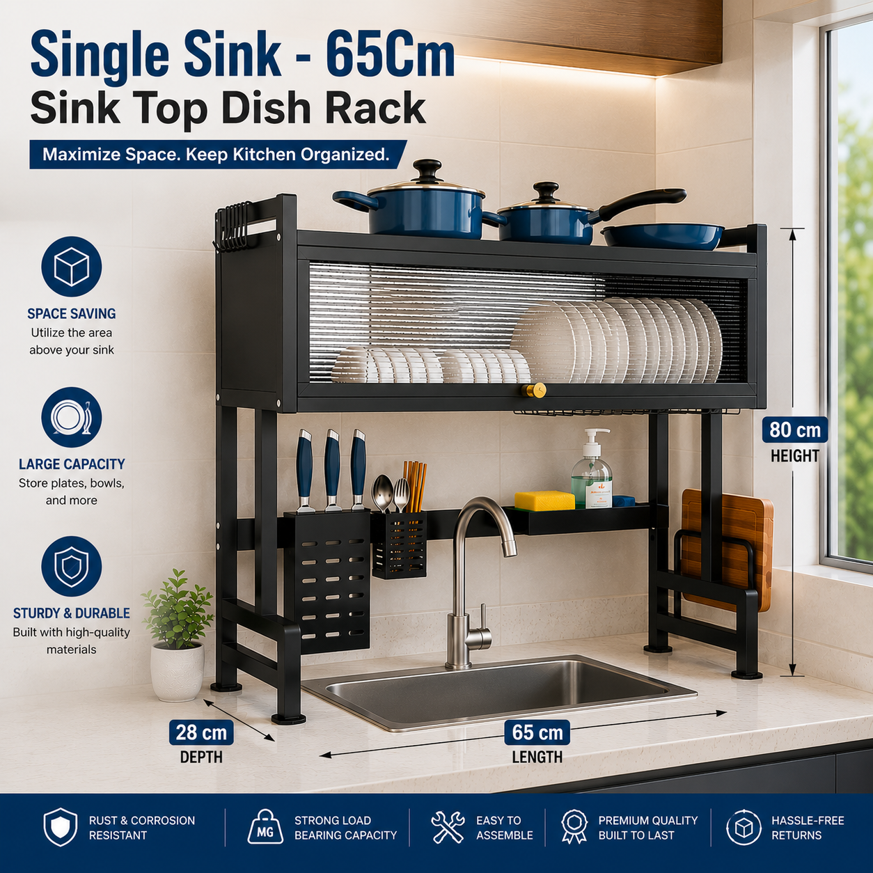 65cm Sink Top Dish Rack