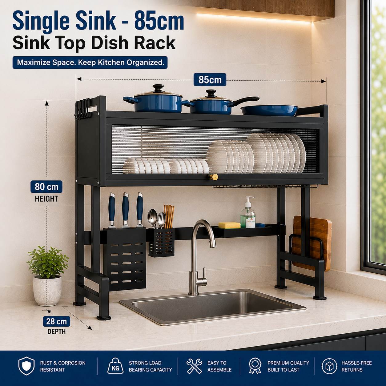 85cm Sink Top Dish Rack