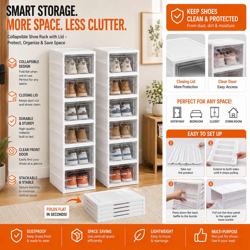 6-Tier Foldable Shoe Storage – Best Selling Shoe Rack in Sri Lanka 🇱🇰