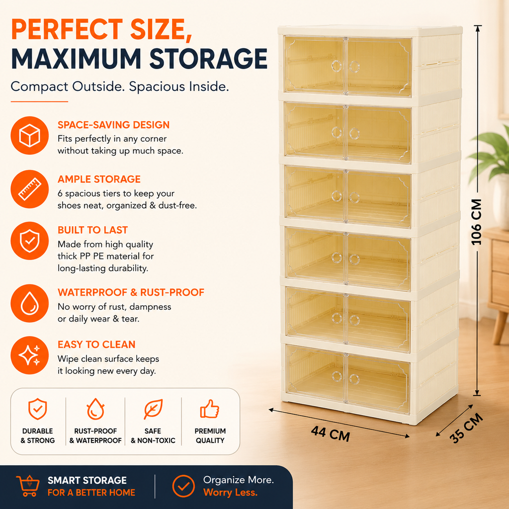 Double Layer Foldable Shoe Storage Box (6 Layers)