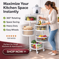 5 Tier 360° Rotatable Kitchen Trolley Storage Rack White Color