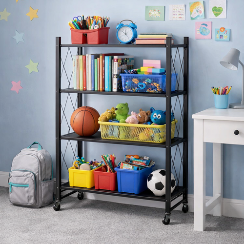 4-Tier Heavy Duty Metal Storage Rack – Multipurpose Shelving Unit for Kitchen