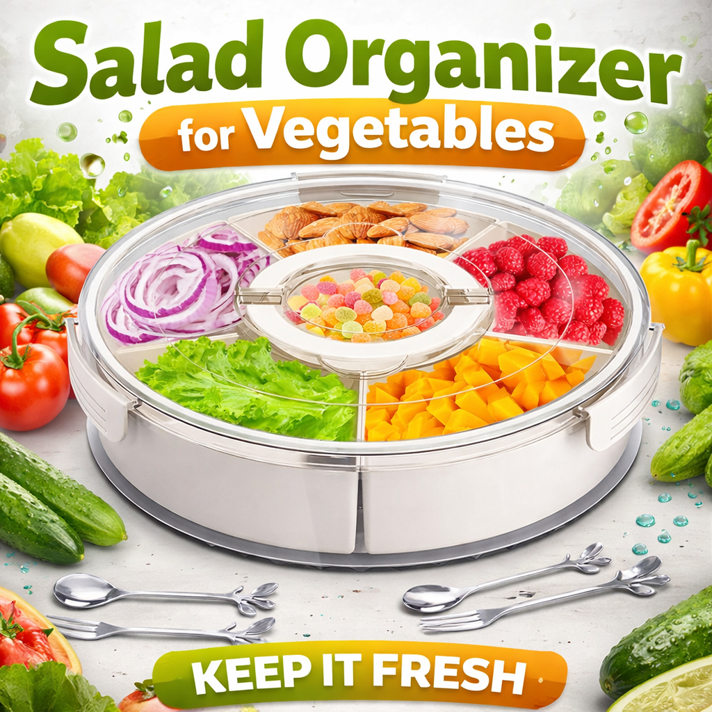 6-Compartment Snack Box with Lid & Handle – Ultimate Snack Organizer!