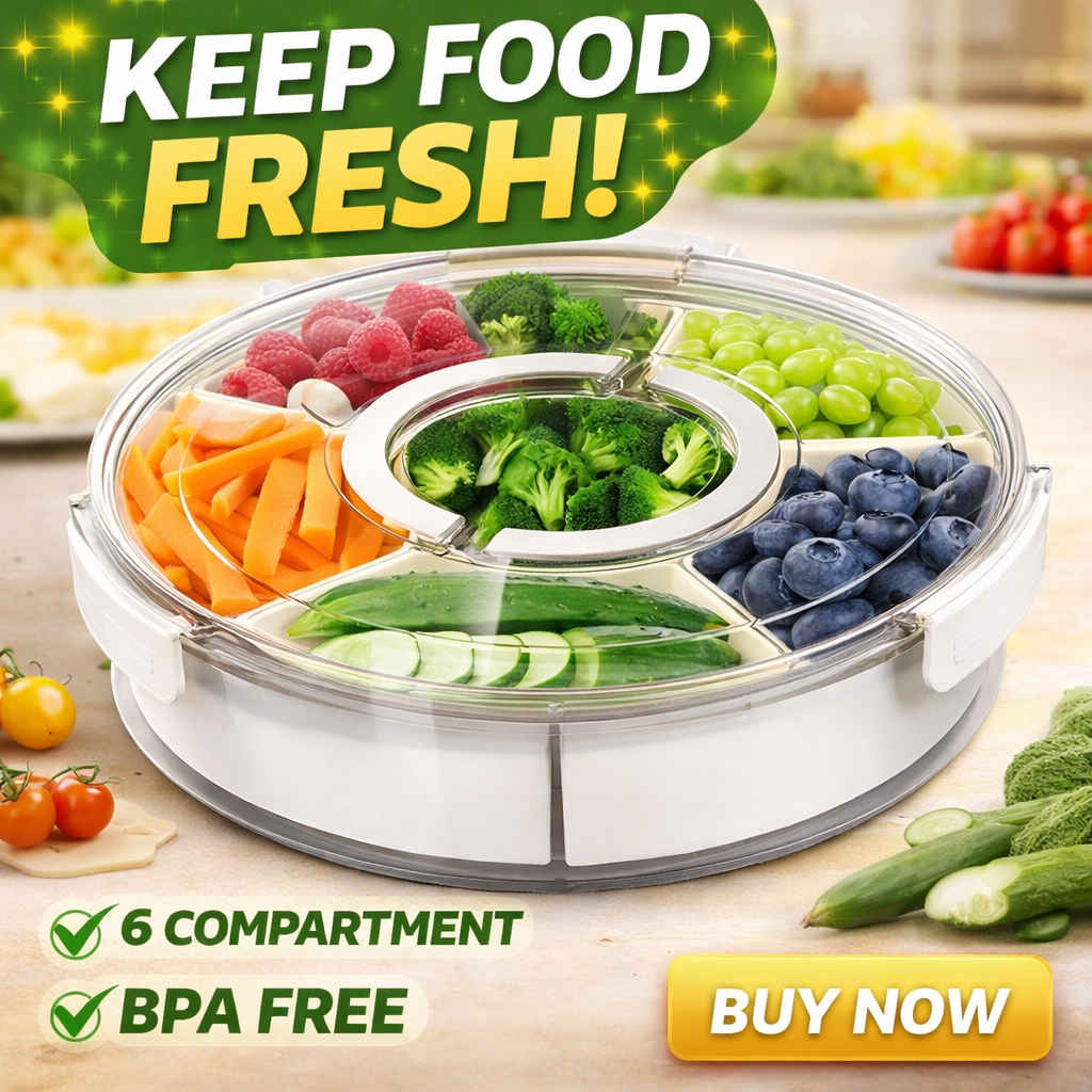 6-Compartment Snack Box with Lid & Handle – Ultimate Snack Organizer!
