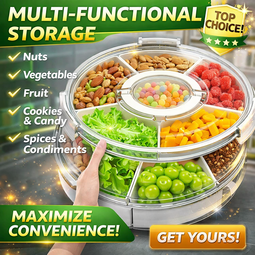 6-Compartment Snack Box with Lid & Handle – Ultimate Snack Organizer!