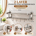 201 Stainless Steel 2-Layer Wall-Mounted Bathroom Storage Rack