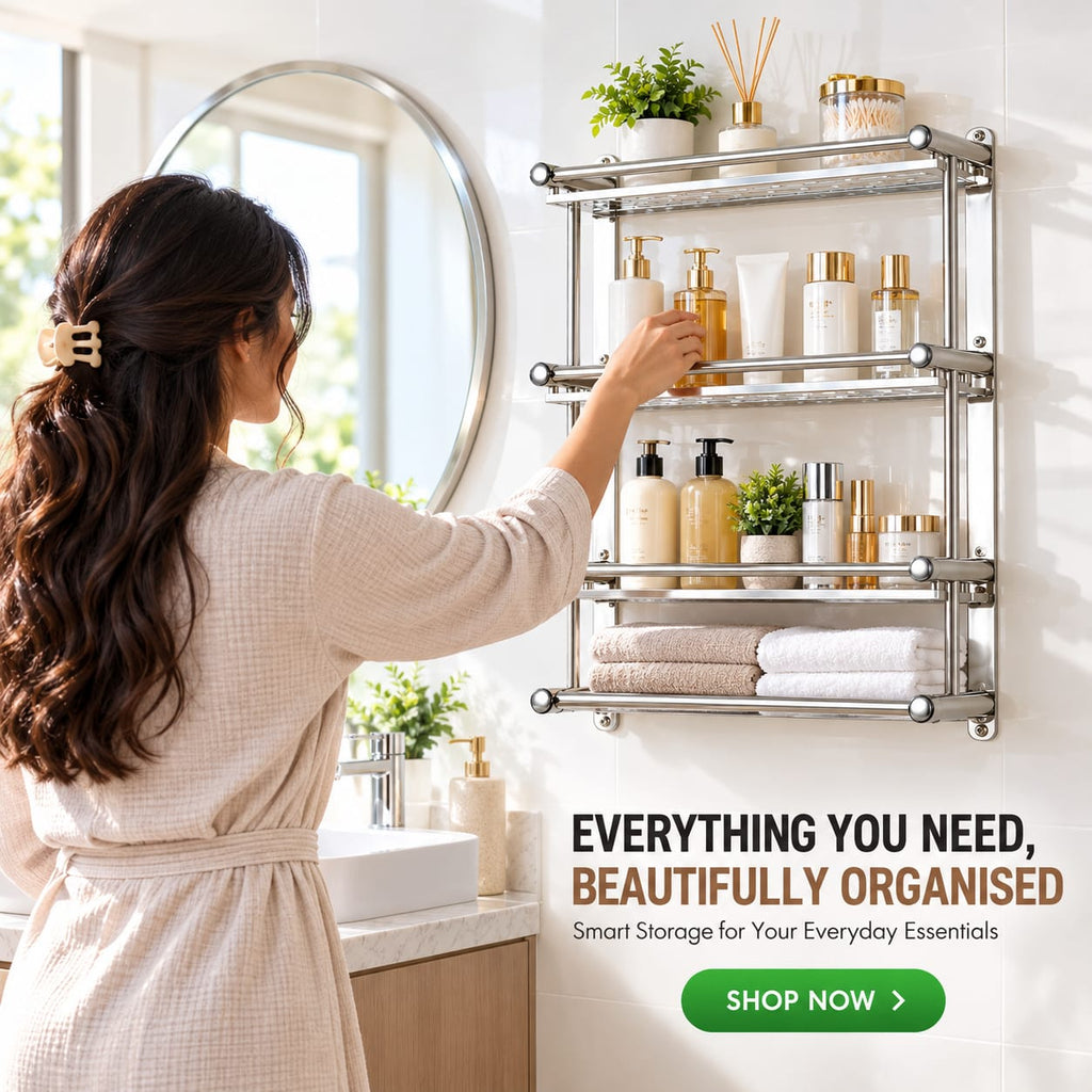 Wall Mounted Stainless Steel 4 Layer Bathroom Storage Rack