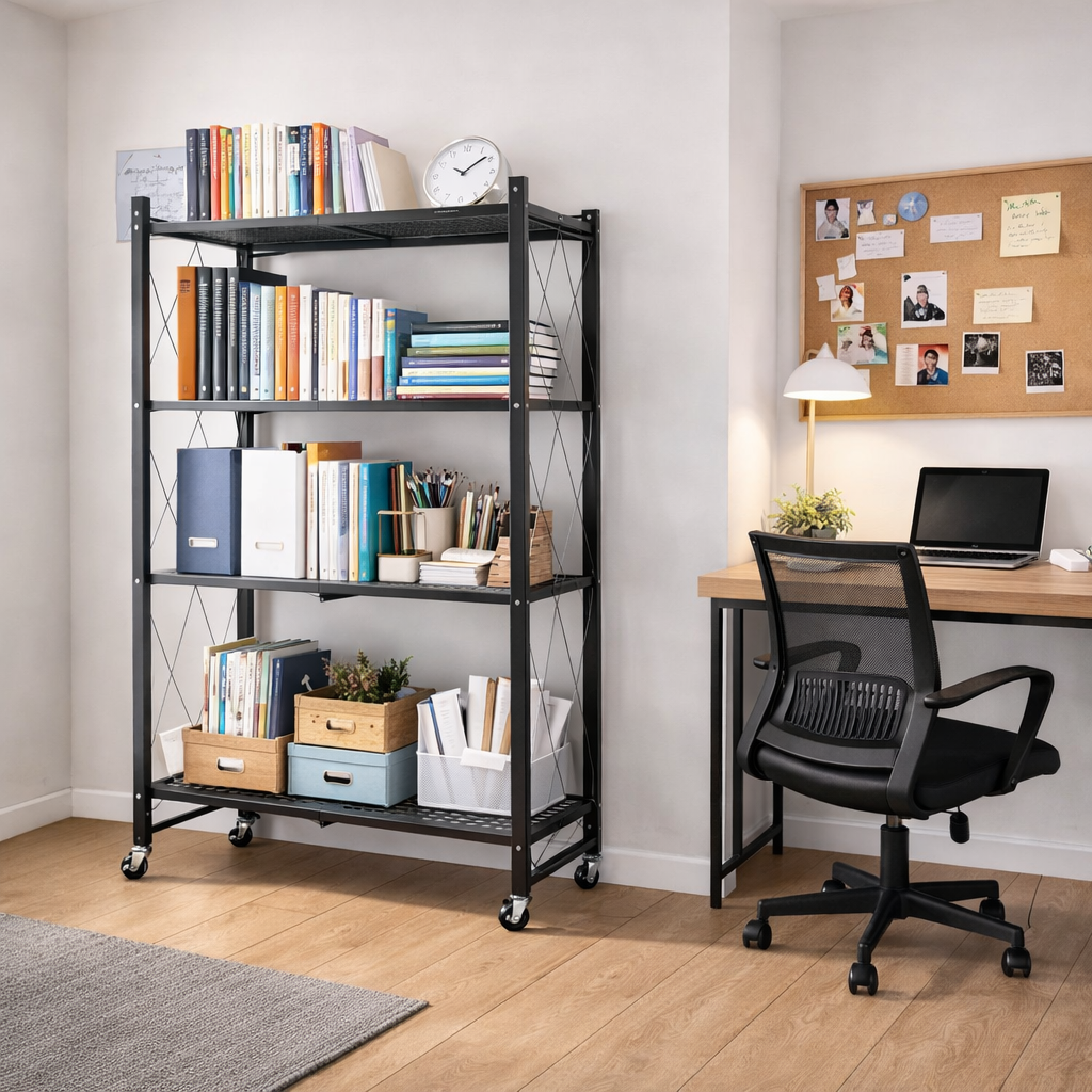 4-Tier Heavy Duty Metal Storage Rack – Multipurpose Shelving Unit for Kitchen