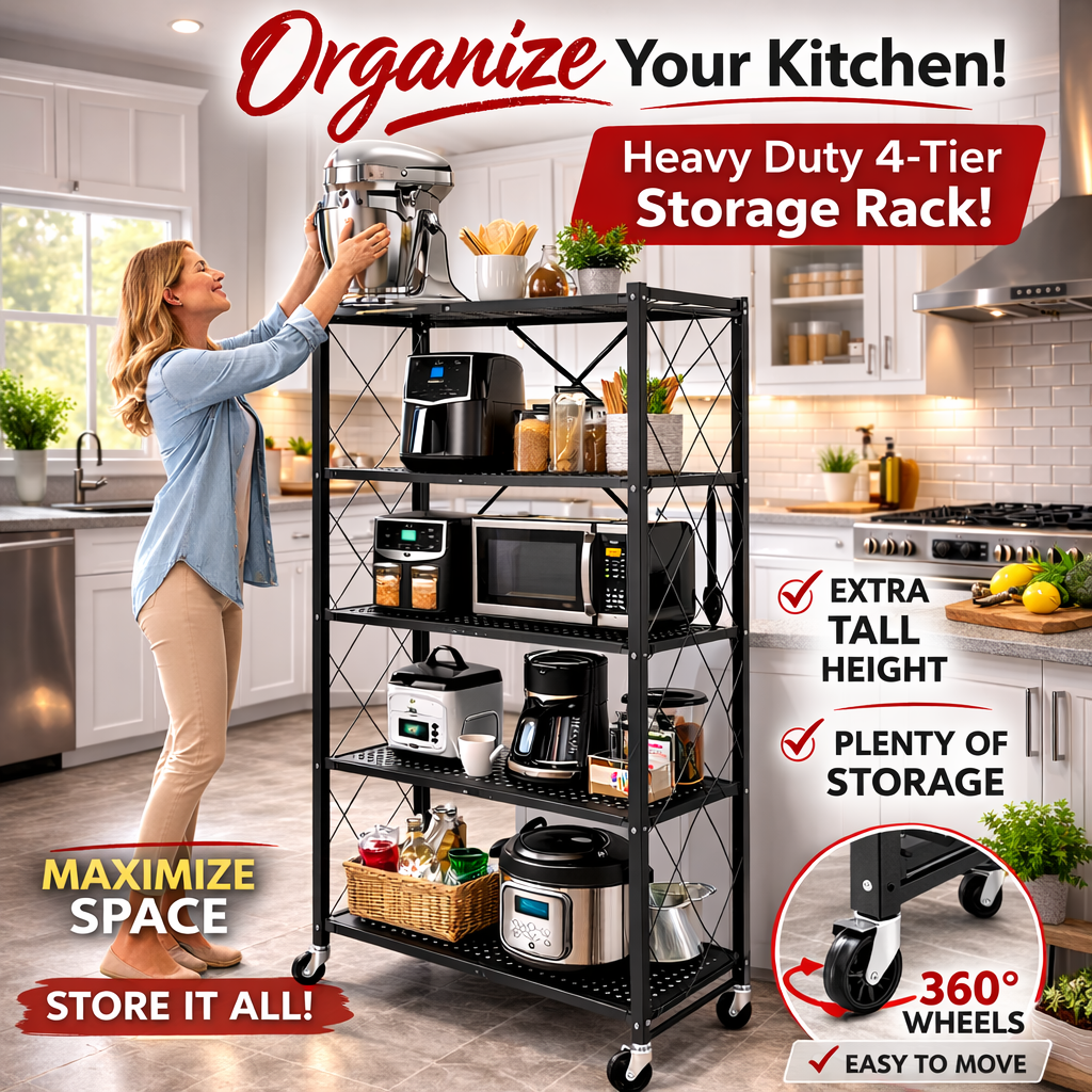 5 Tier Foldable Metal Rack – Executive Heavy-Duty Storage Solution
