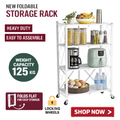 Foldable 4-Layer Heavy-Duty Storage Shelf with Wheels –  (White)