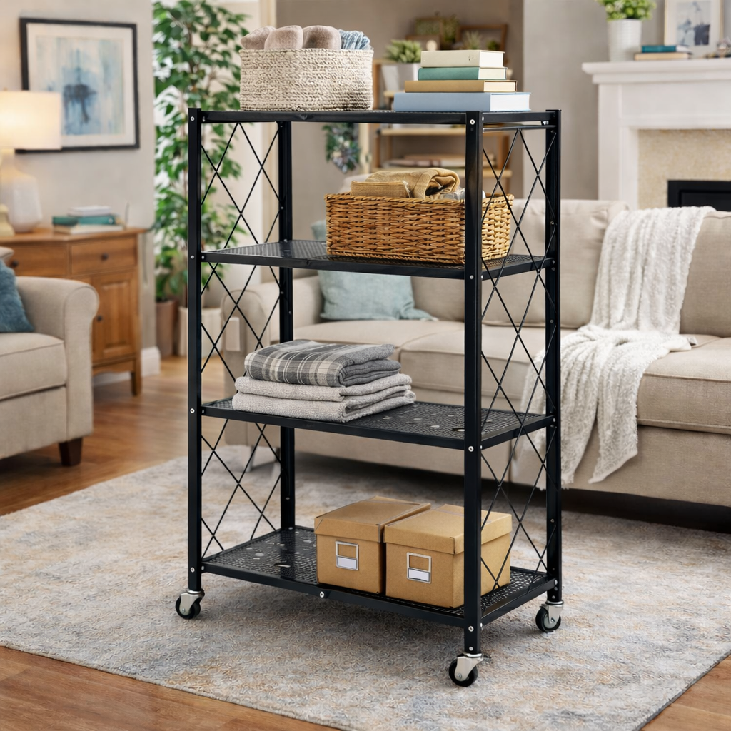 4-Tier Heavy Duty Metal Storage Rack – Multipurpose Shelving Unit for Kitchen