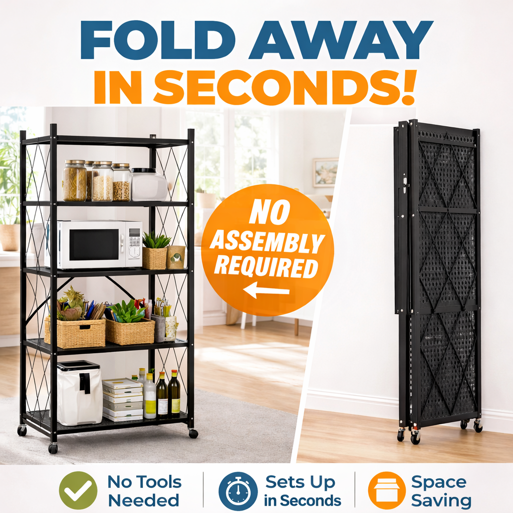 5 Tier Foldable Metal Rack – Executive Heavy-Duty Storage Solution