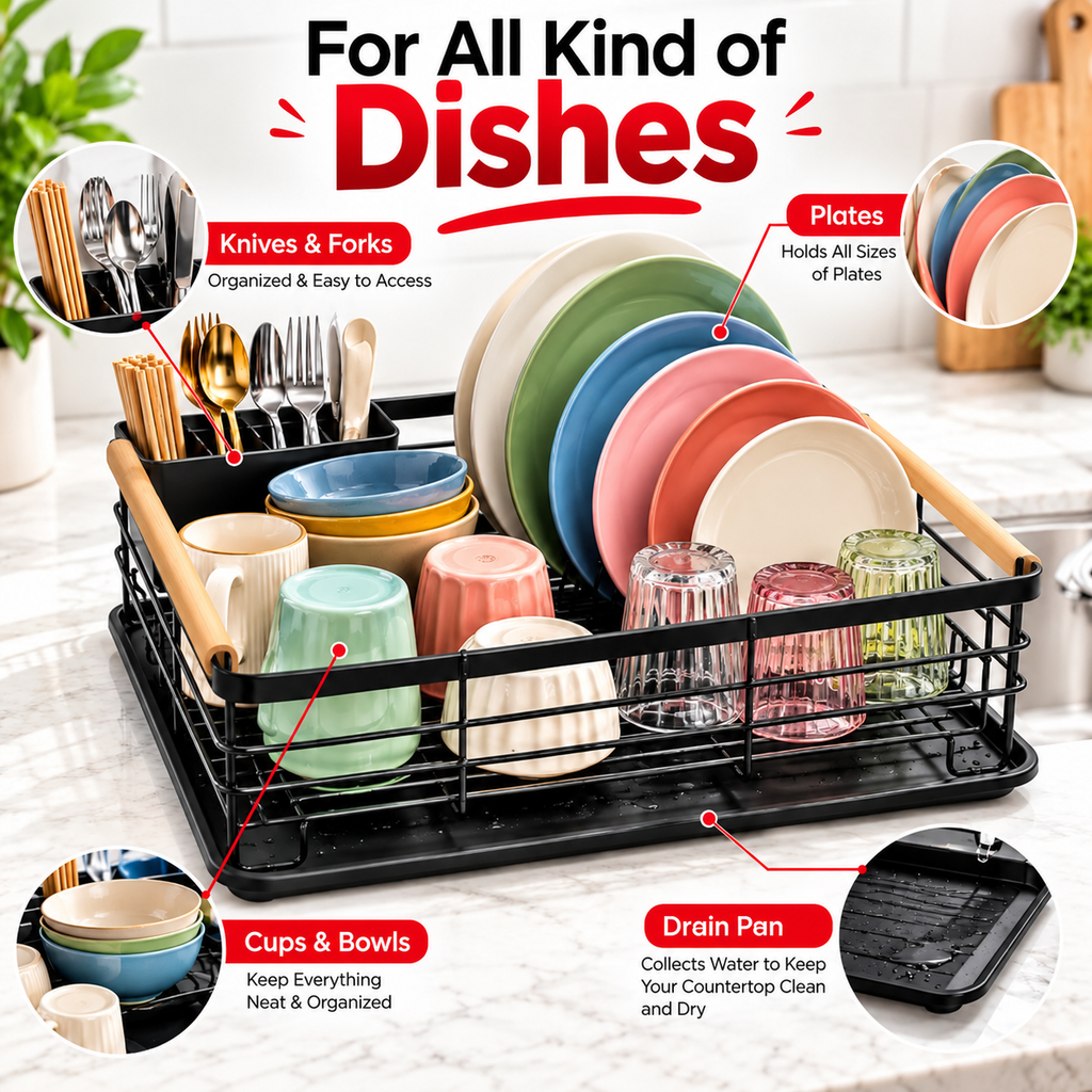 Countertop Plate Rack With Spoon Holder