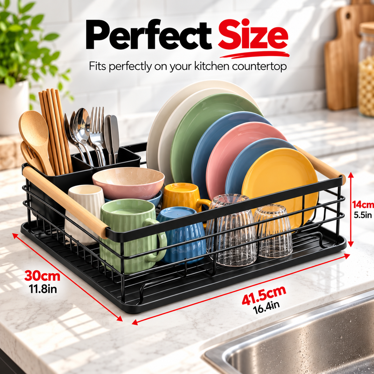 Countertop Plate Rack With Spoon Holder