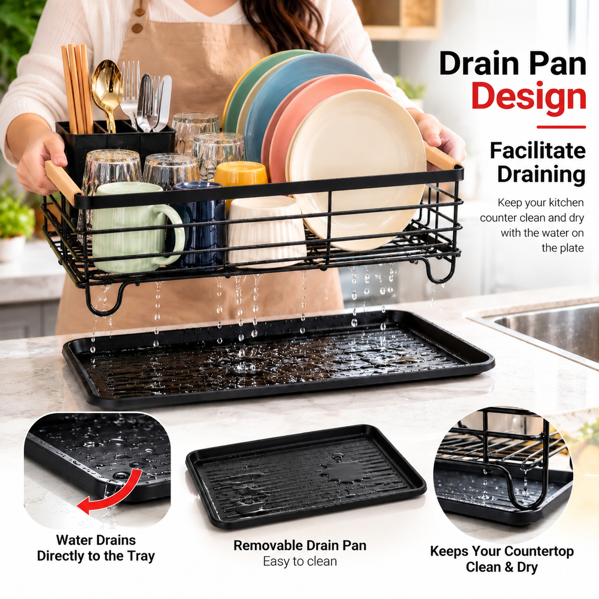 Countertop Plate Rack With Spoon Holder