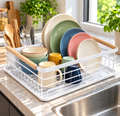 Kitchen Dish Drying Rack with Drain Tray | White