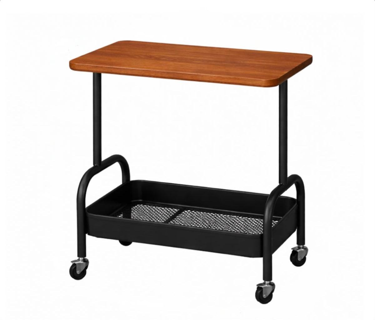 2 Tier Multipurpose Rolling Storage Cart with Wooden Top